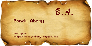 Bondy Abony névjegykártya